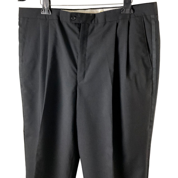 Unbranded Men's Dress Pants Black Stripe Pleated Size 40XL Classic Fit - Picture 12 of 13